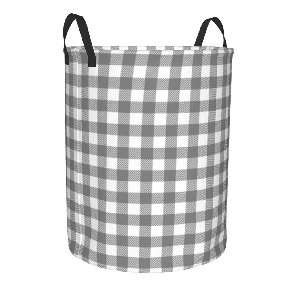 Custom Black And White Checkered Laundry Basket Collapsible Large Clothing Storage Bin Geometric Checkerboard Baby