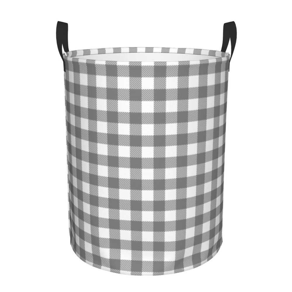 Custom Black And White Checkered Laundry Basket Collapsible Large Clothing Storage Bin Geometric Checkerboard Baby