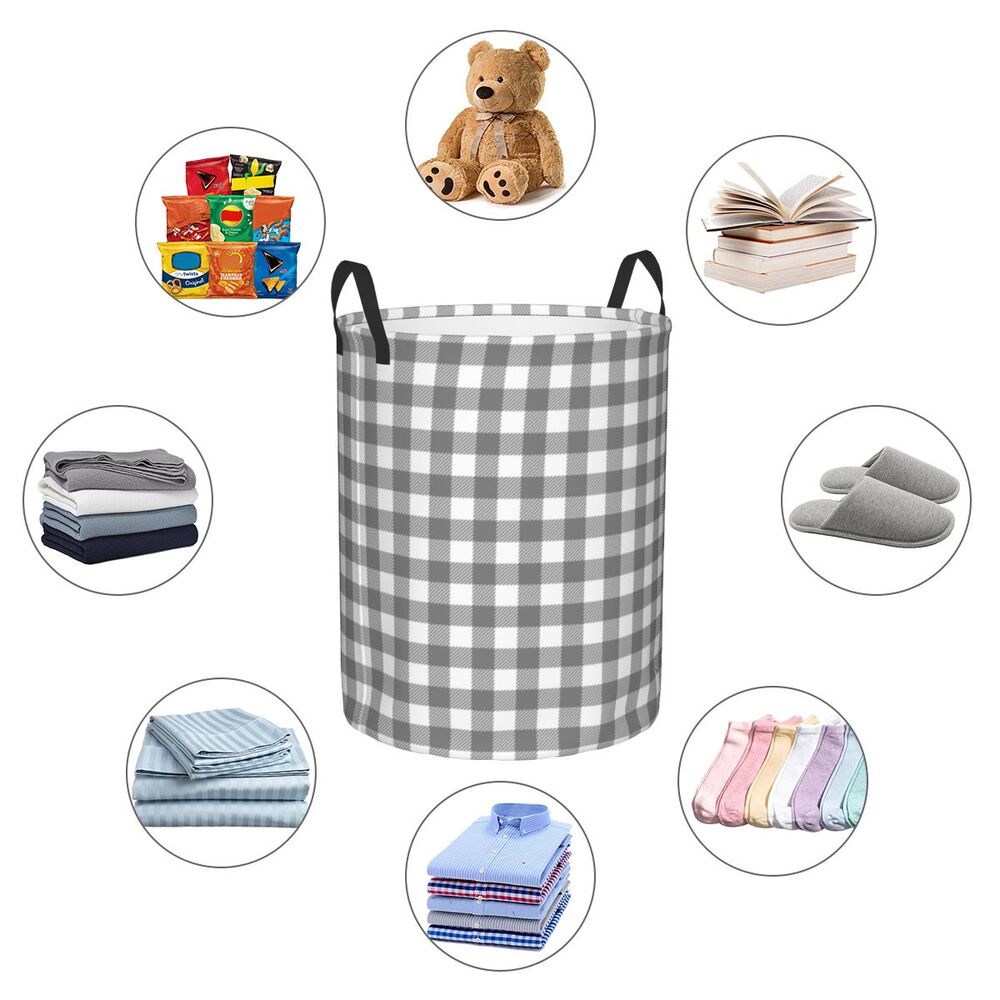 Custom Black And White Checkered Laundry Basket Collapsible Large Clothing Storage Bin Geometric Checkerboard Baby