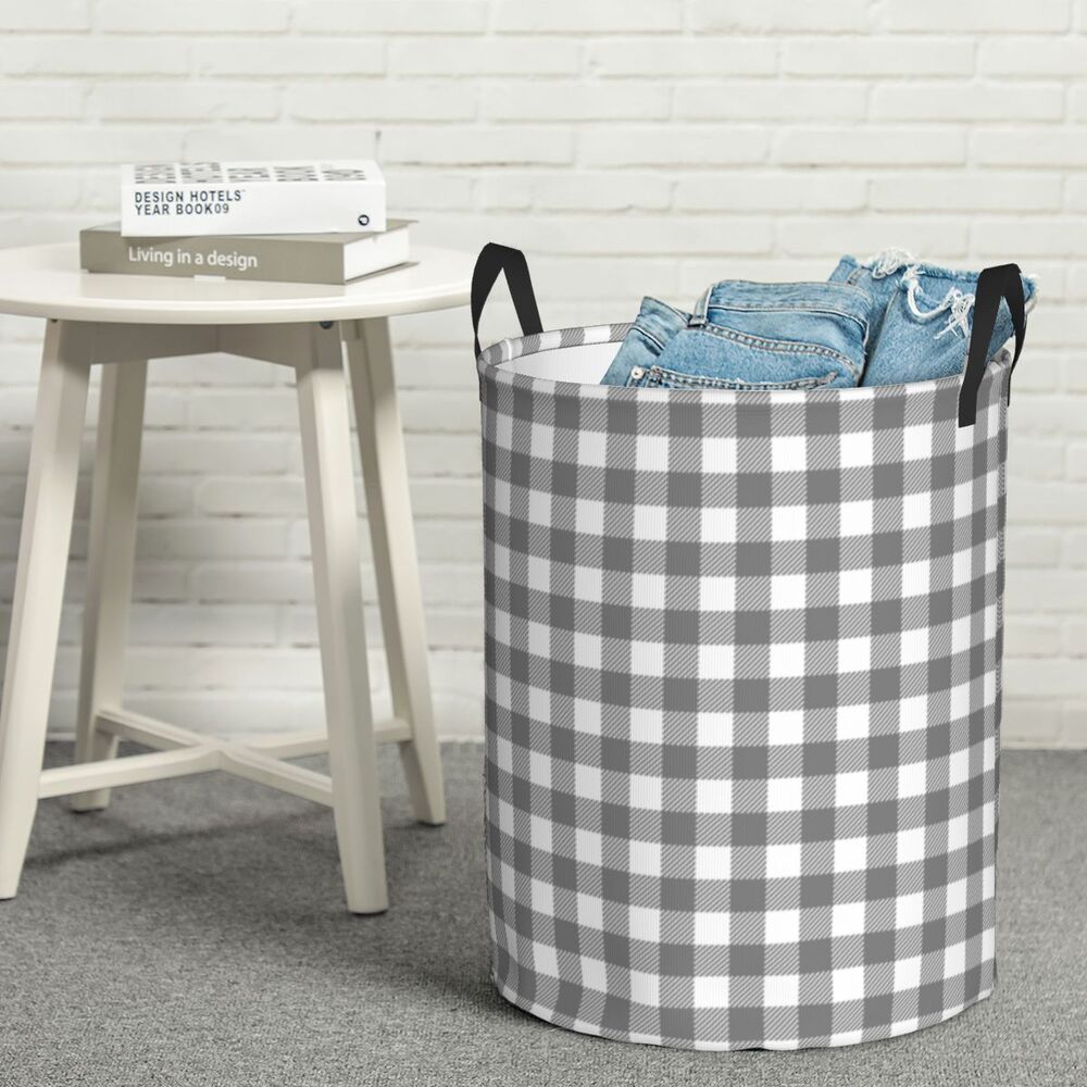 Custom Black And White Checkered Laundry Basket Collapsible Large Clothing Storage Bin Geometric Checkerboard Baby