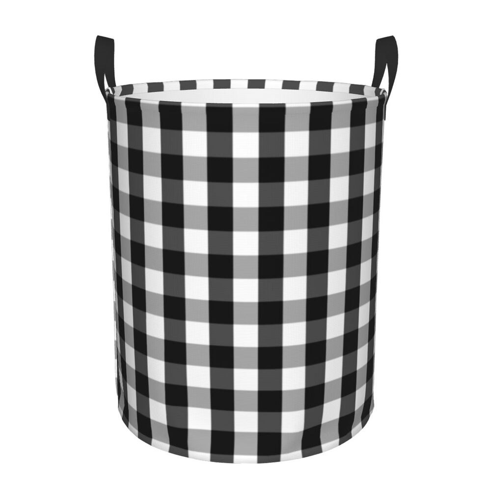 Custom Black And White Checkered Laundry Basket Collapsible Large Clothing Storage Bin Geometric Checkerboard Baby