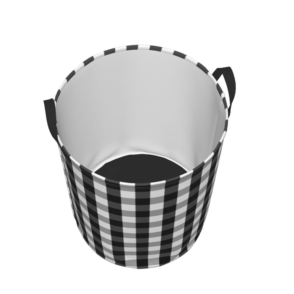 Custom Black And White Checkered Laundry Basket Collapsible Large Clothing Storage Bin Geometric Checkerboard Baby