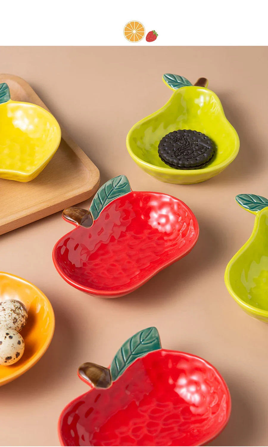 Cute fruit plate household underglaze small condiment dish ceramic soy sauce vinegar hot pot barbecue dipping snack