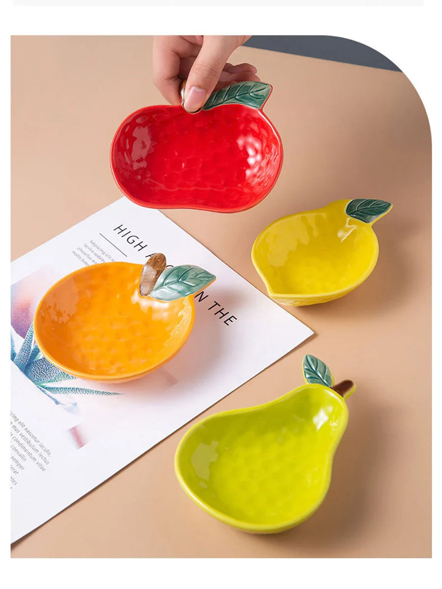 Cute fruit plate household underglaze small condiment dish ceramic soy sauce vinegar hot pot barbecue dipping snack