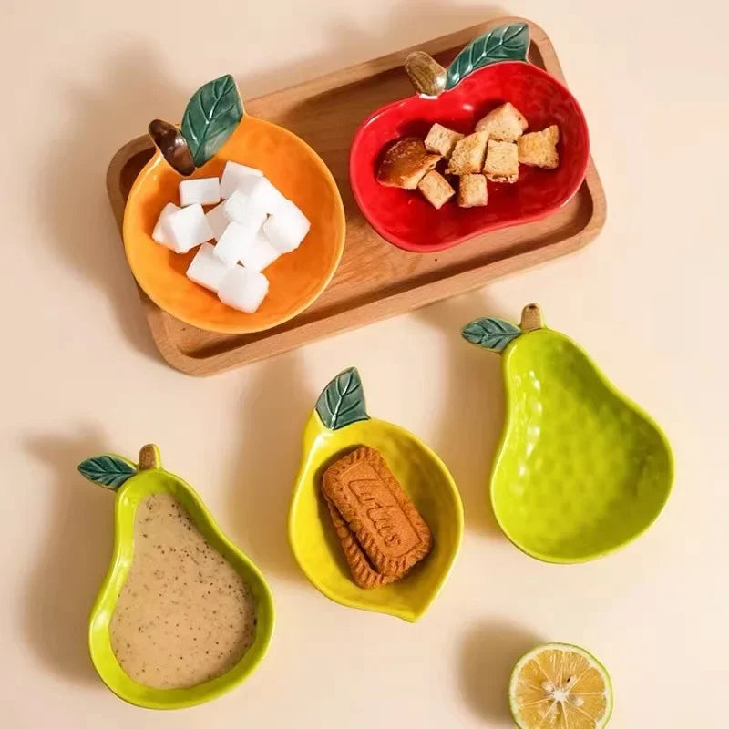 Cute fruit plate household underglaze small condiment dish ceramic soy sauce vinegar hot pot barbecue dipping snack