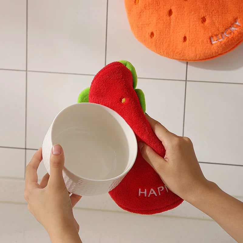 Cute Fruit Shape Hand Towel Bathroom Hanging Towels Soft Absorbent Child Kids Bathing Towels Kitchen Cleaning Cloth