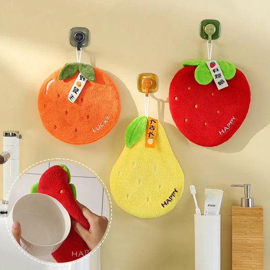 Cute Fruit Shape Hand Towel Bathroom Hanging Towels Soft Absorbent Child Kids Bathing Towels Kitchen Cleaning Cloth