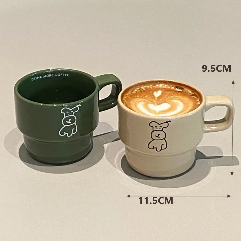 Cute Niche Cartoon Dog Coffee Cup Gentle Milk Coffee Fall And Winter Mug Ceramic Cup Couple Cup Gift Juice Cold