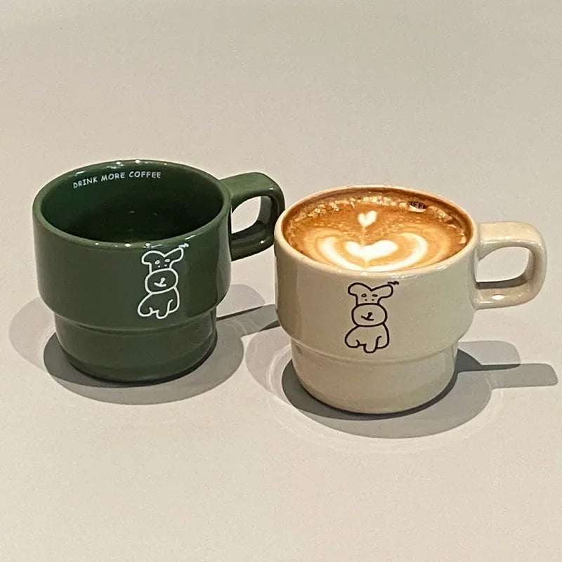 Cute Niche Cartoon Dog Coffee Cup Gentle Milk Coffee Fall And Winter Mug Ceramic Cup Couple Cup Gift Juice Cold