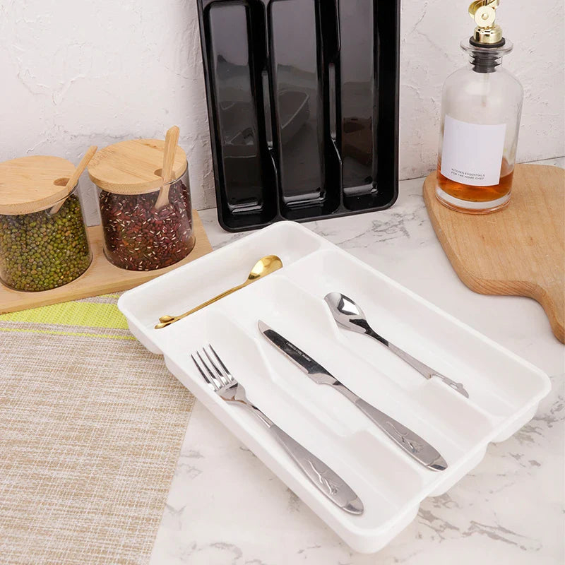 Cutlery Organizer Box Tableware Drawer Organizer Separation Storage Box Eco-Friendly PP Kitchen Spoon Knife Cutlery