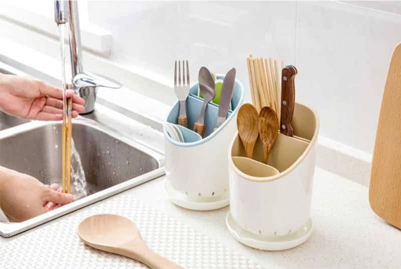 Cutlery Storage Holder Cutlery Drainer Container Drying Rack Non Slip Tableware Knife Spoon Fork Storage Box Kitchen