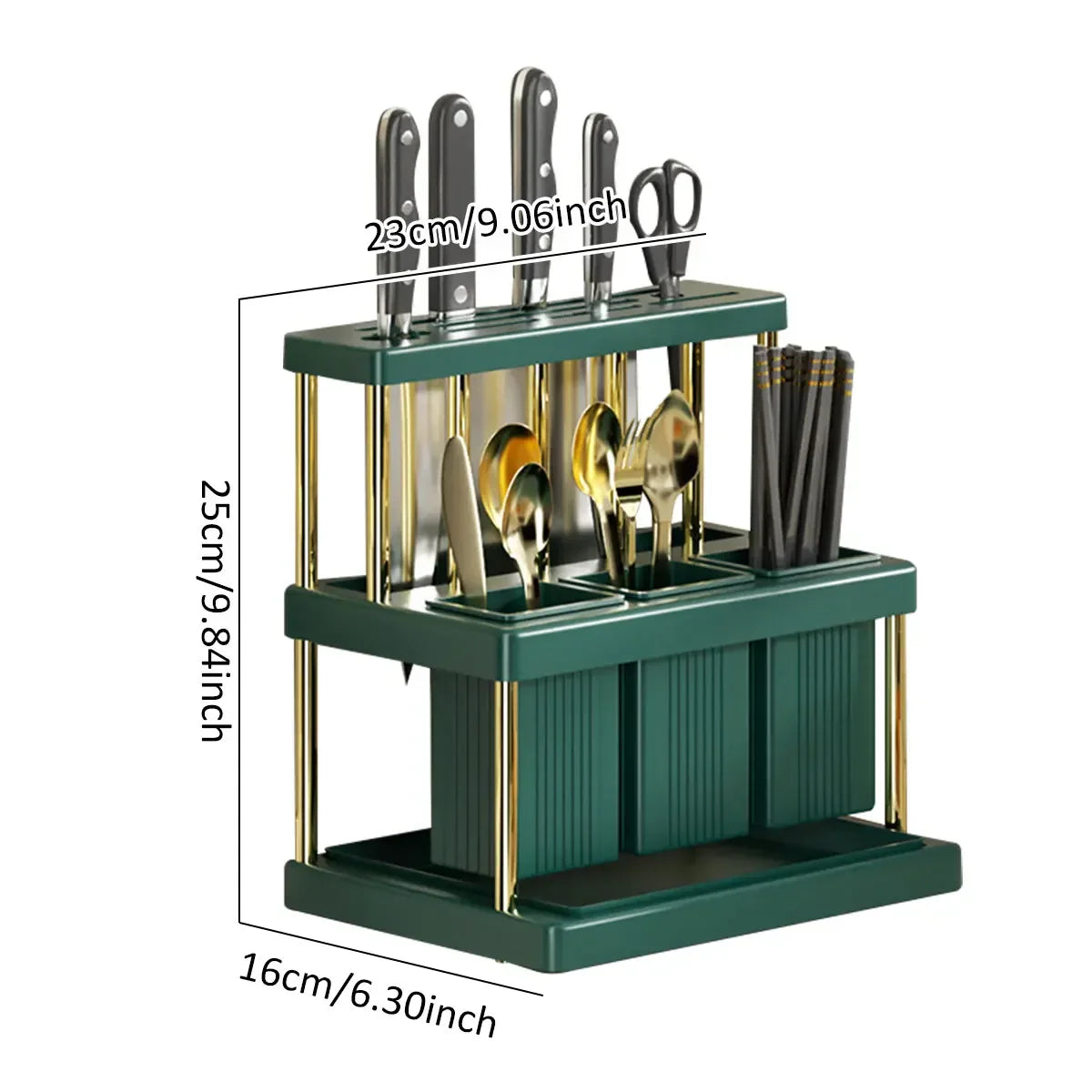 Cutter and Cutlery Drying Rack Space Saving Utensil Holder with Removable Water Catch Tray Kitchen Cutter Organizer