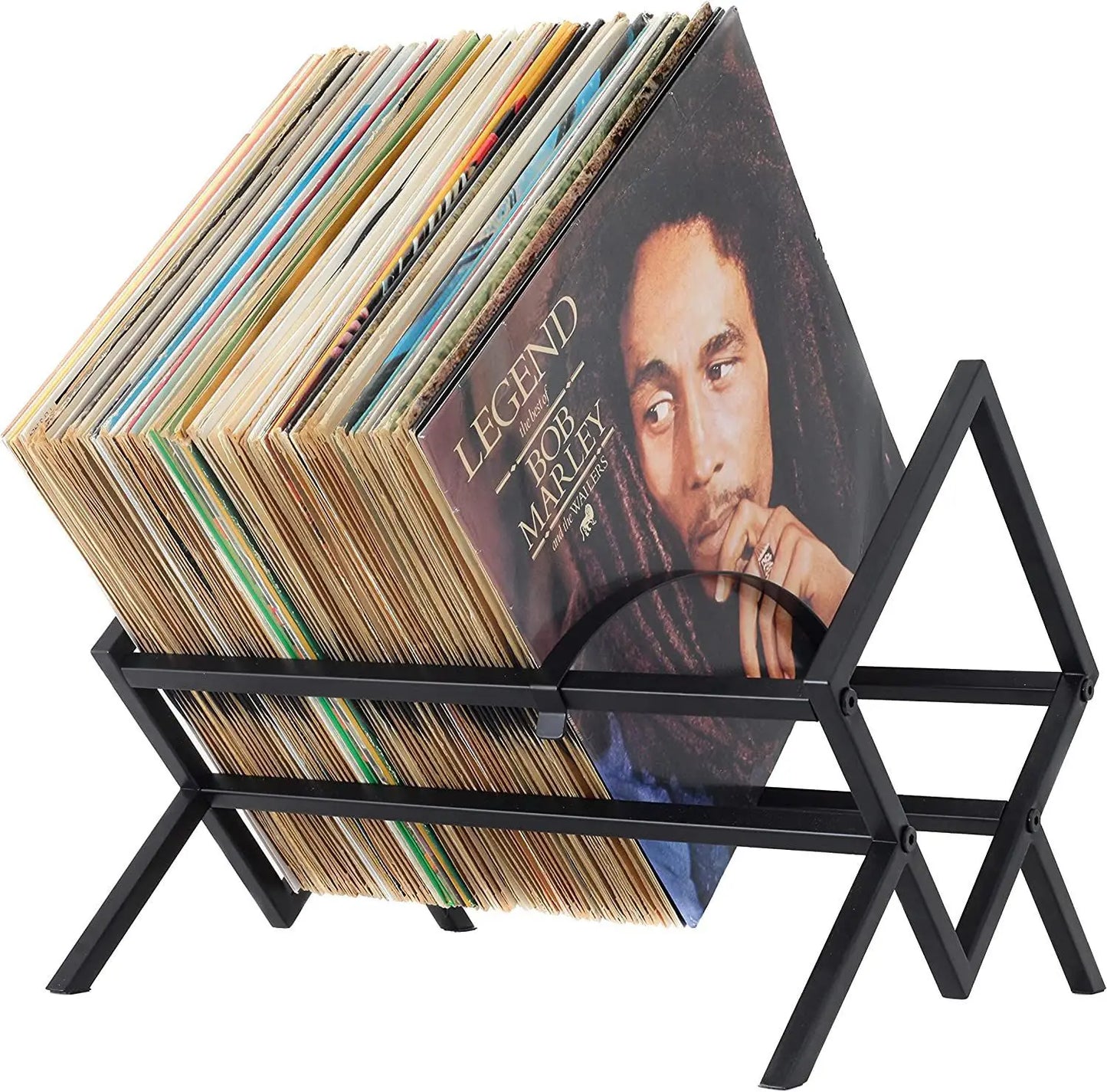 Desktop Creative Bookshelf Metal Iron Art Rack Vinyl Record Storage Rack CD Display Magazine Placement Stand - black