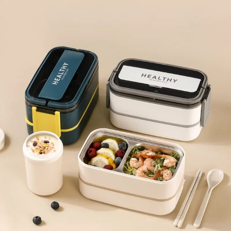 Double Layer 304 Stainless Steel Bento Box Sealed and Insulated Lunch Box Compartment Student Lunch Box for Students