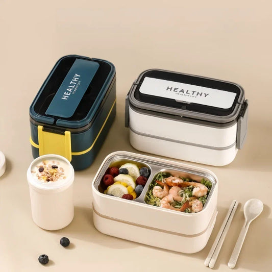 Double Layer 304 Stainless Steel Bento Box Sealed and Insulated Lunch Box Compartment Student Lunch Box for Students