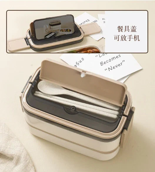 Double Layer 304 Stainless Steel Bento Box Sealed and Insulated Lunch Box Compartment Student Lunch Box for Students