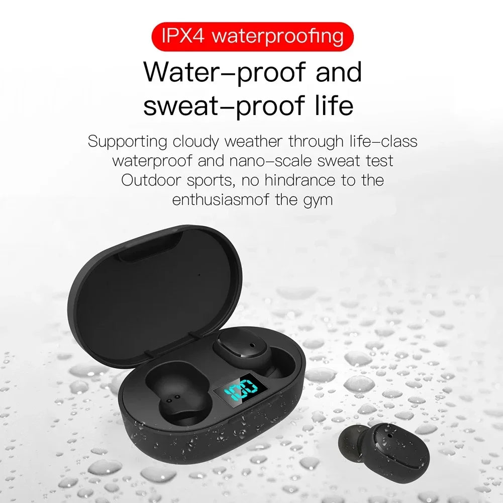 E6S Wireless Earbuds Noise Canceling Waterproof Ear Buds in-Ear Stereo Headphones with LED Display Charging Case