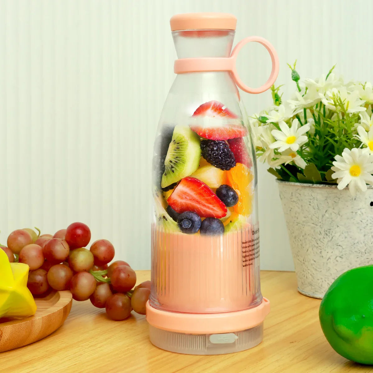 Electric Juice Blender Portable Fruit Juicer USB Rechargeable Smoothie Mini Bottle Travel Multifunctionl Kitchen Home