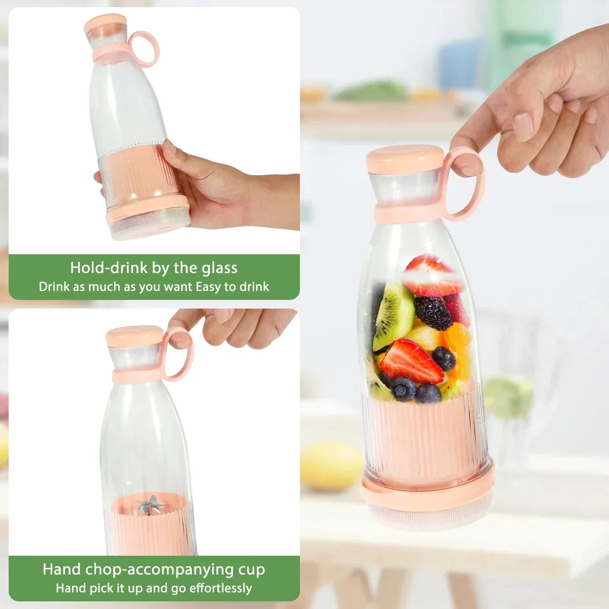 Electric Juice Blender Portable Fruit Juicer USB Rechargeable Smoothie Mini Bottle Travel Multifunctionl Kitchen Home