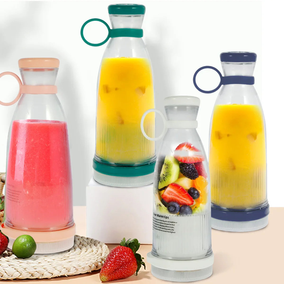 Electric Juice Blender Portable Fruit Juicer USB Rechargeable Smoothie Mini Bottle Travel Multifunctionl Kitchen Home