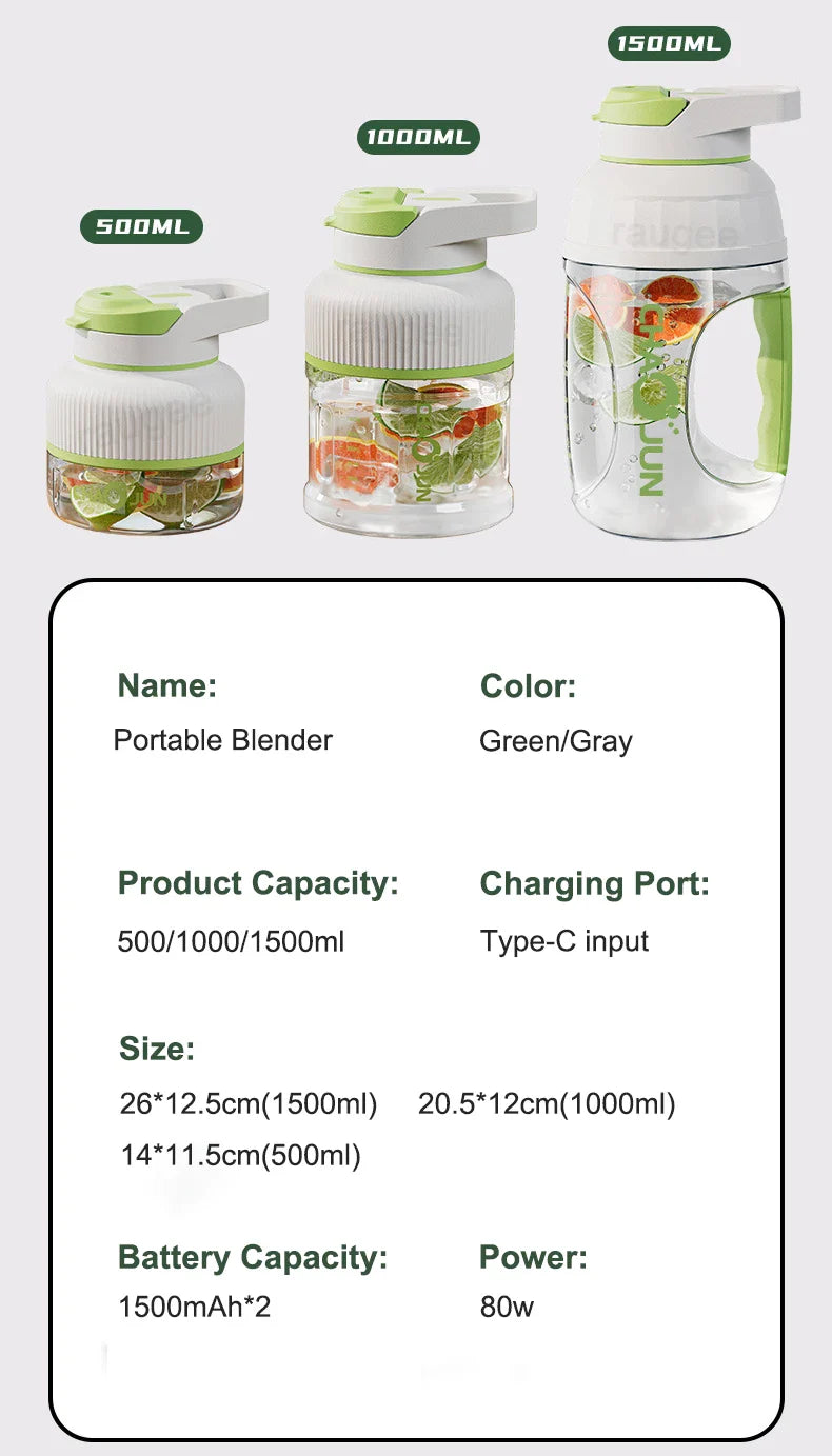 Electric Juicer Portable Freshly Squeezed Fruit Juice Smoothie Milkshake Juicer Cup USB Rechargeable for Kitchen