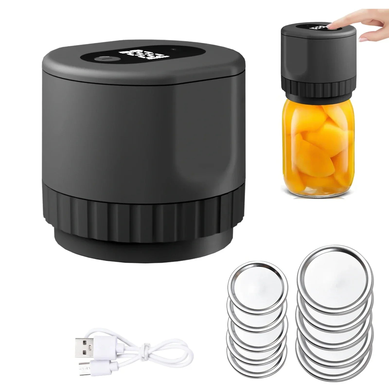 Electric Mason Jar Vacuum Sealer Jar Vacuum Sealer For Canning Jars + Two Types Mason Lids For Food Storage Fermentation