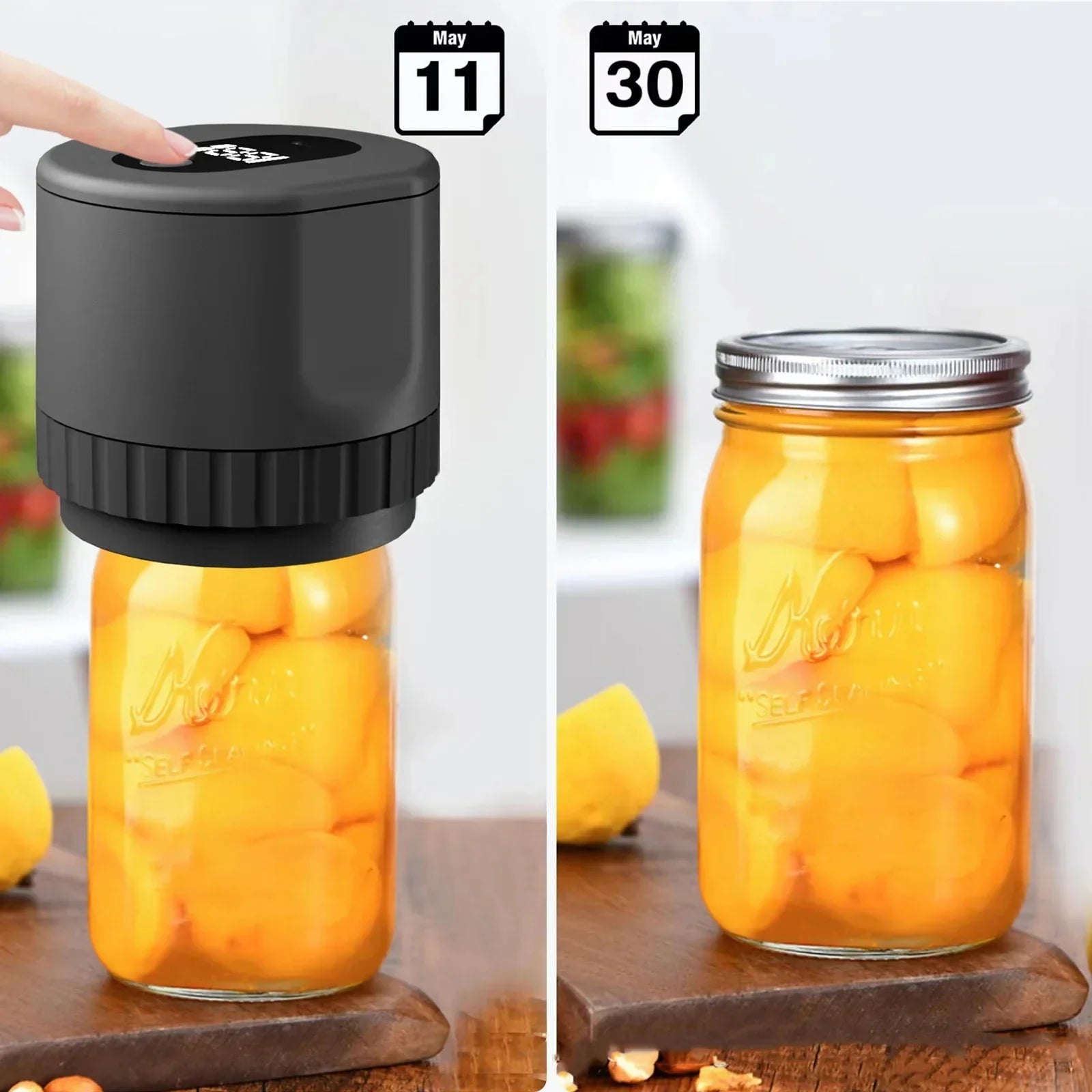 Electric Mason Jar Vacuum Sealer Jar Vacuum Sealer For Canning Jars + Two Types Mason Lids For Food Storage Fermentation