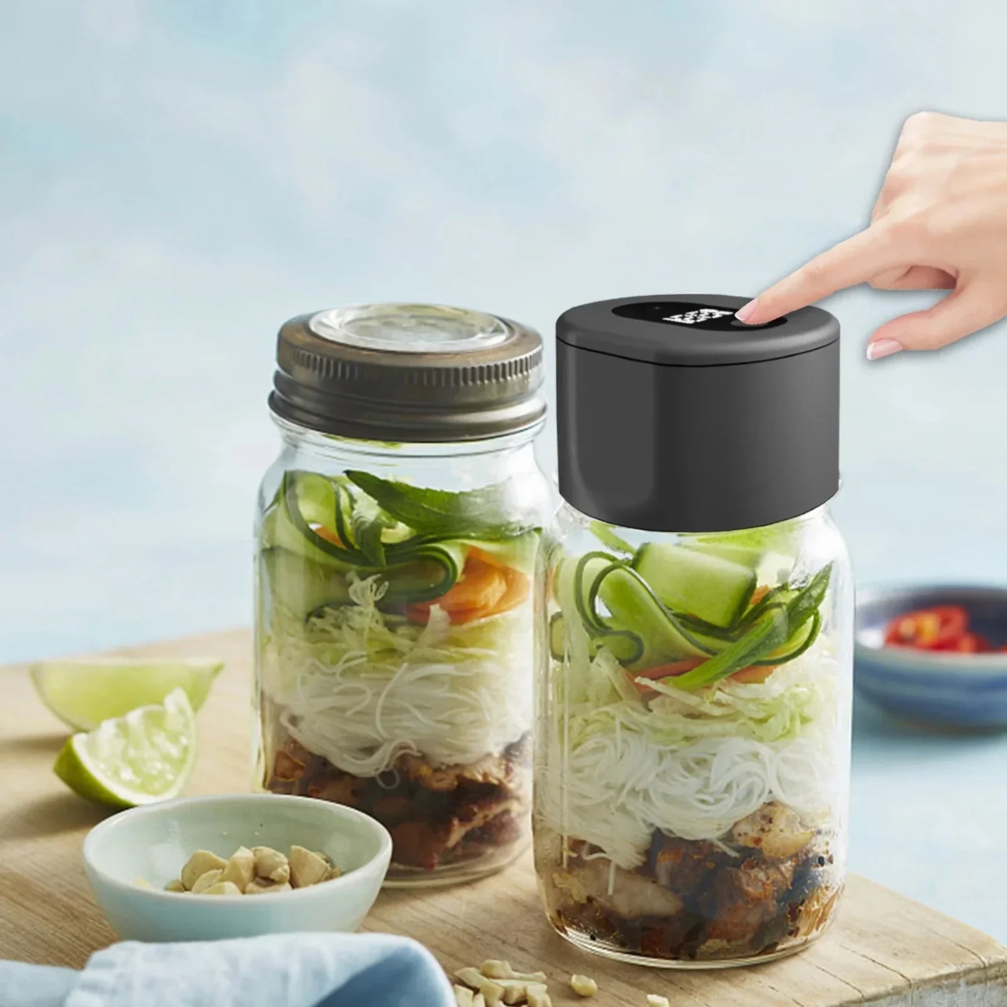 Electric Mason Jar Vacuum Sealer Jar Vacuum Sealer For Canning Jars + Two Types Mason Lids For Food Storage Fermentation