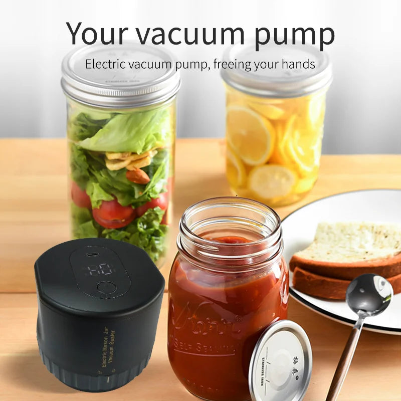 Electric Mason Jar Vacuum Sealer Kit Cordless Automatic Jar Sealer Set for Food Storage Fermentation Kitchen Tools