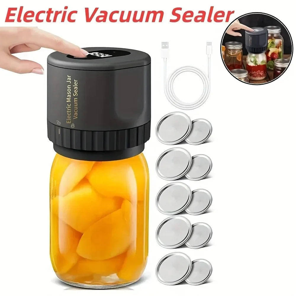 Electric Mason Jar Vacuum Sealer Kit Cordless for Mason Jars Wide Mouth Fermentation with Mason