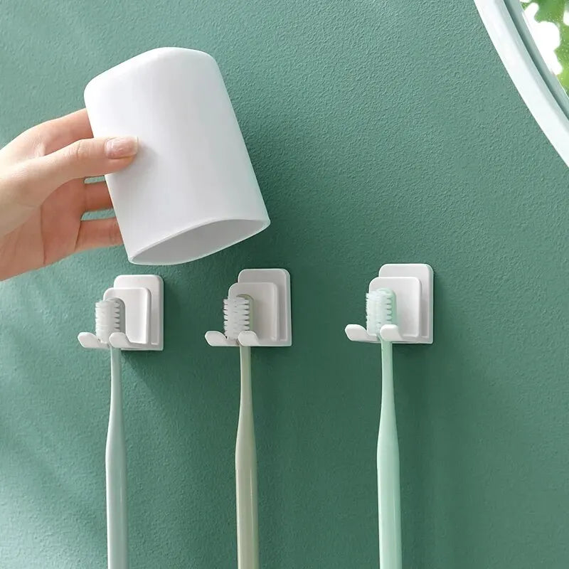 FaSoLa Toothbrush Holder Tooth Cup And Toothbrush Storage Rack Wall-Mounted Hole-Free Drilling Bathroom Toilet