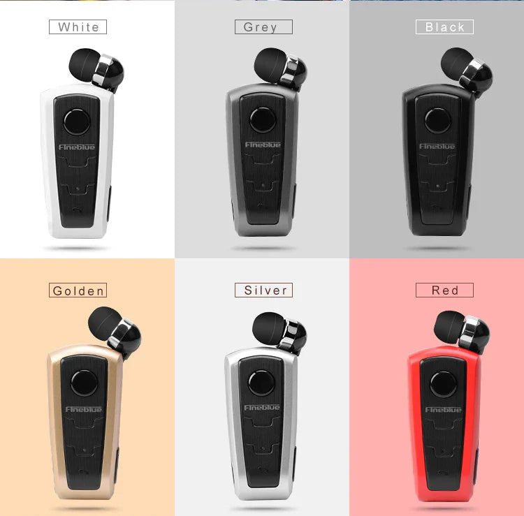 Fineblue F920 Wireless Retractable Portable Bluetooth Headset Headphone Remind Vibration Wear Clip Sports Collar Clip