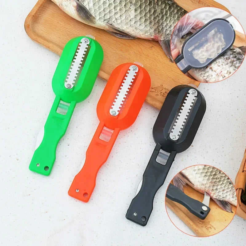 Fish Scale Scraper Fishing Scale Brush Graters Fast Remove Fish Peeler Scalers Cleaning Brush Seafood Tool Kitchen