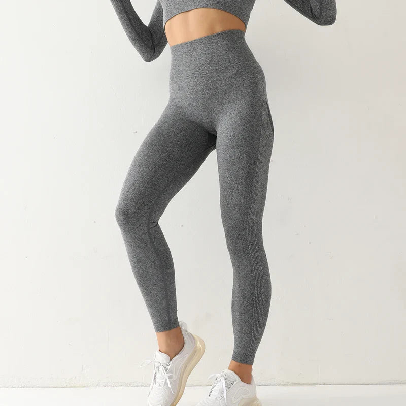 Fitness Women Sport Seamless Leggings High Waist Elastic Solid Yoga Leggings Gym Jogging Quick Dry Push Up Slim Pants