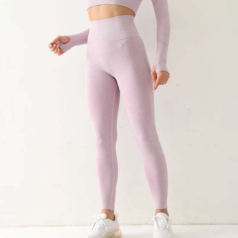 Fitness Women Sport Seamless Leggings High Waist Elastic Solid Yoga Leggings Gym Jogging Quick Dry Push Up Slim Pants