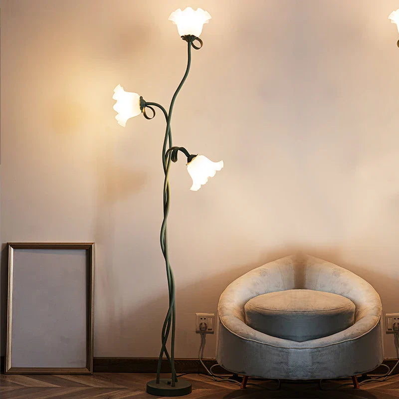 Flower Floor Lamp E26 Elegant 3 Head Lily Floor Lamp Tall 67 in with Adjustable Light and Foot Switch for Living Room