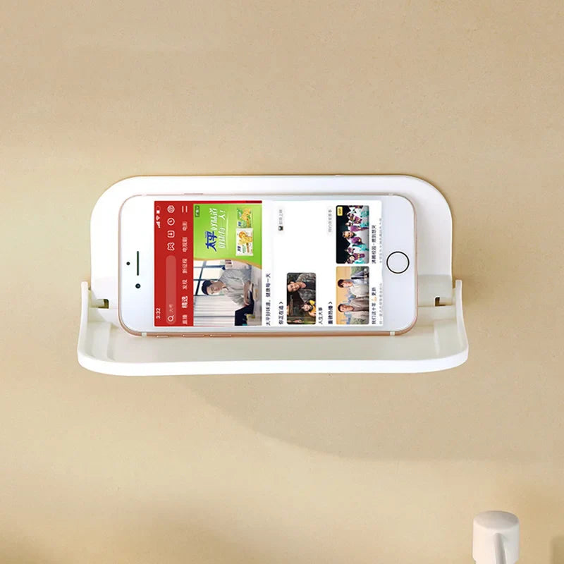 Folding Wall Mounted Shelf Saving Space Foldable Storage Rack Punch-Free Phone Holder Wifi Router Storage Tray