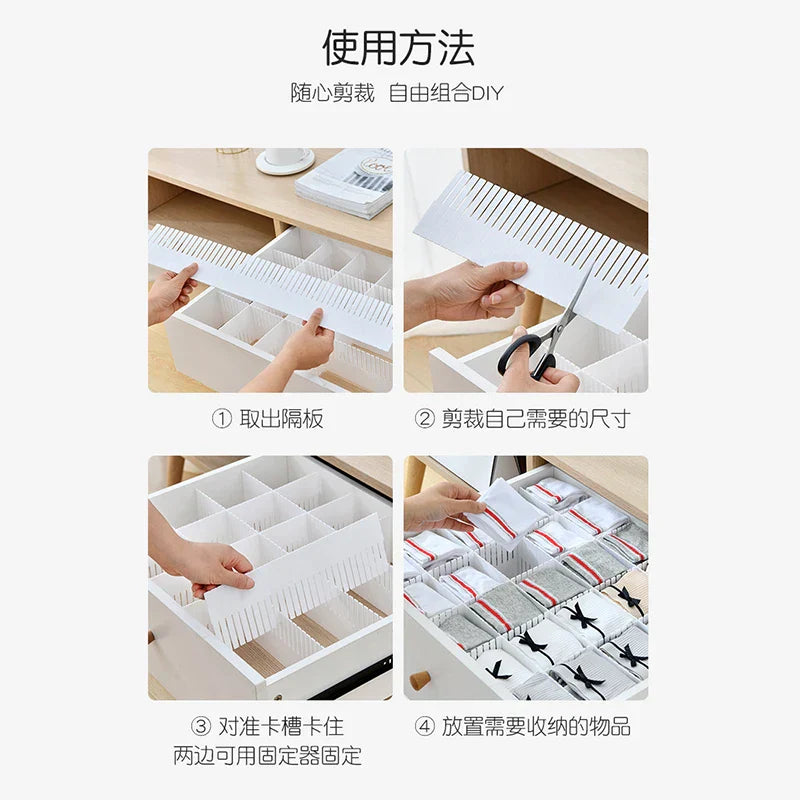 Free combination drawer storage partition board DIY Socks and underwear Plastic storage management grid makeup