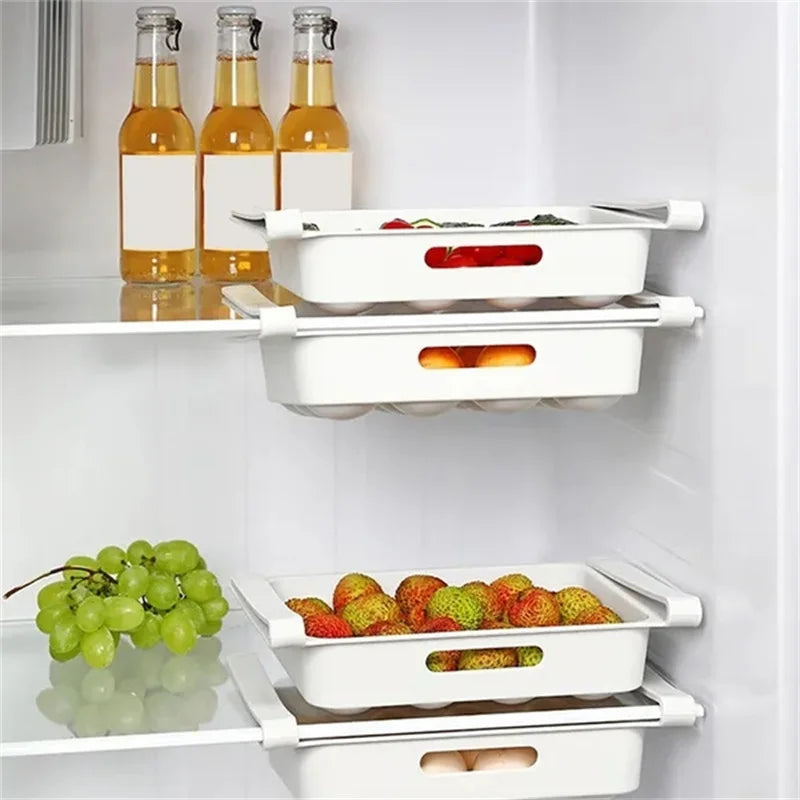 Fridges Egg Organizer Kitchen Refrigerator Drawer Organizers Pull Out Fridge Shelf Holder Storage Box for Vegetables