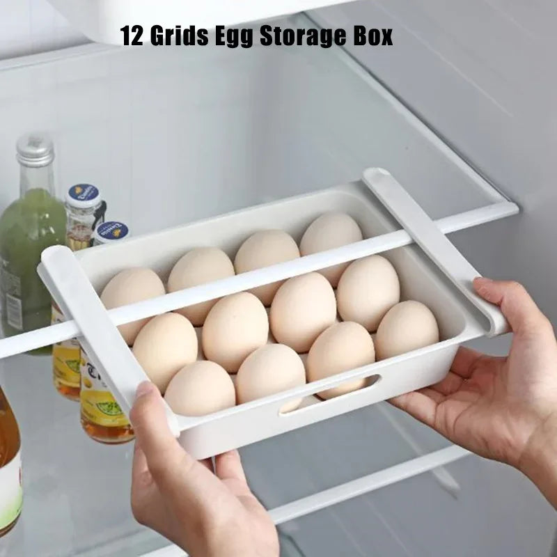 Fridges Egg Organizer Kitchen Refrigerator Drawer Organizers Pull Out Fridge Shelf Holder Storage Box for Vegetables