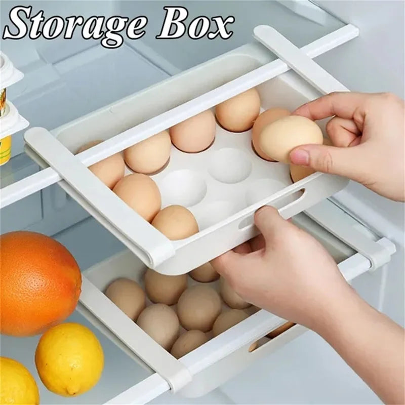 Fridges Egg Organizer Kitchen Refrigerator Drawer Organizers Pull Out Fridge Shelf Holder Storage Box for Vegetables