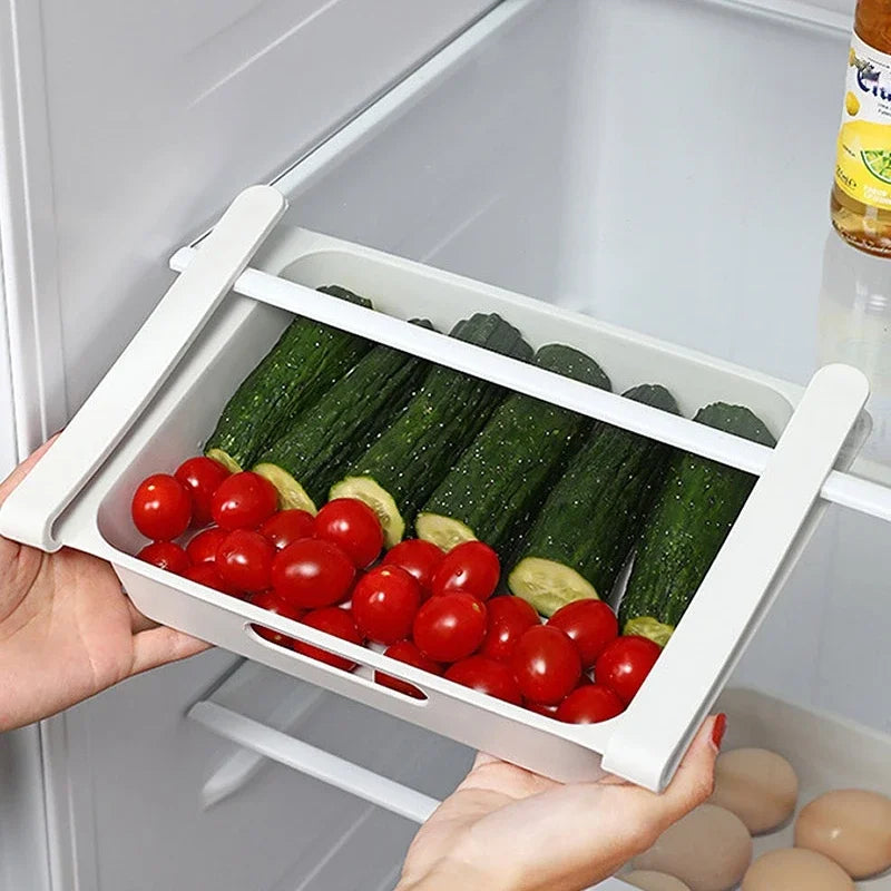 Fridges Egg Organizer Kitchen Refrigerator Drawer Organizers Pull Out Fridge Shelf Holder Storage Box for Vegetables