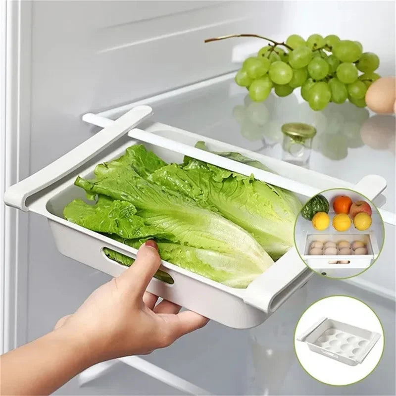 Fridges Egg Organizer Kitchen Refrigerator Drawer Organizers Pull Out Fridge Shelf Holder Storage Box for Vegetables