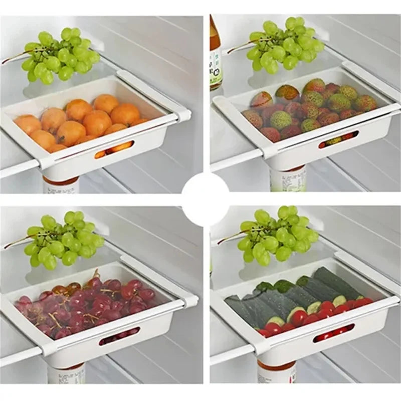 Fridges Egg Organizer Kitchen Refrigerator Drawer Organizers Pull Out Fridge Shelf Holder Storage Box for Vegetables