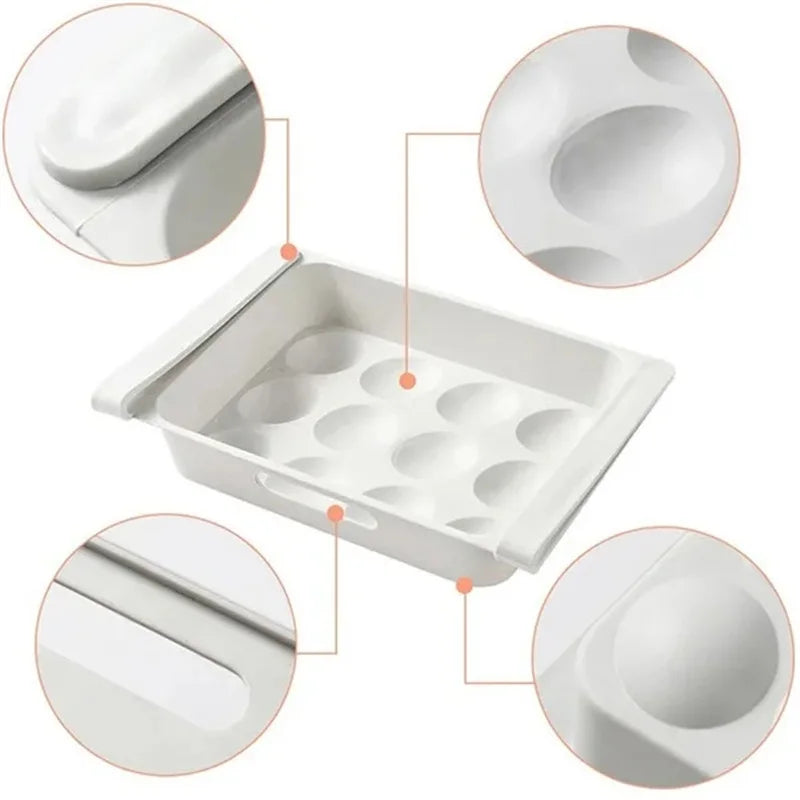 Fridges Egg Organizer Kitchen Refrigerator Drawer Organizers Pull Out Fridge Shelf Holder Storage Box for Vegetables