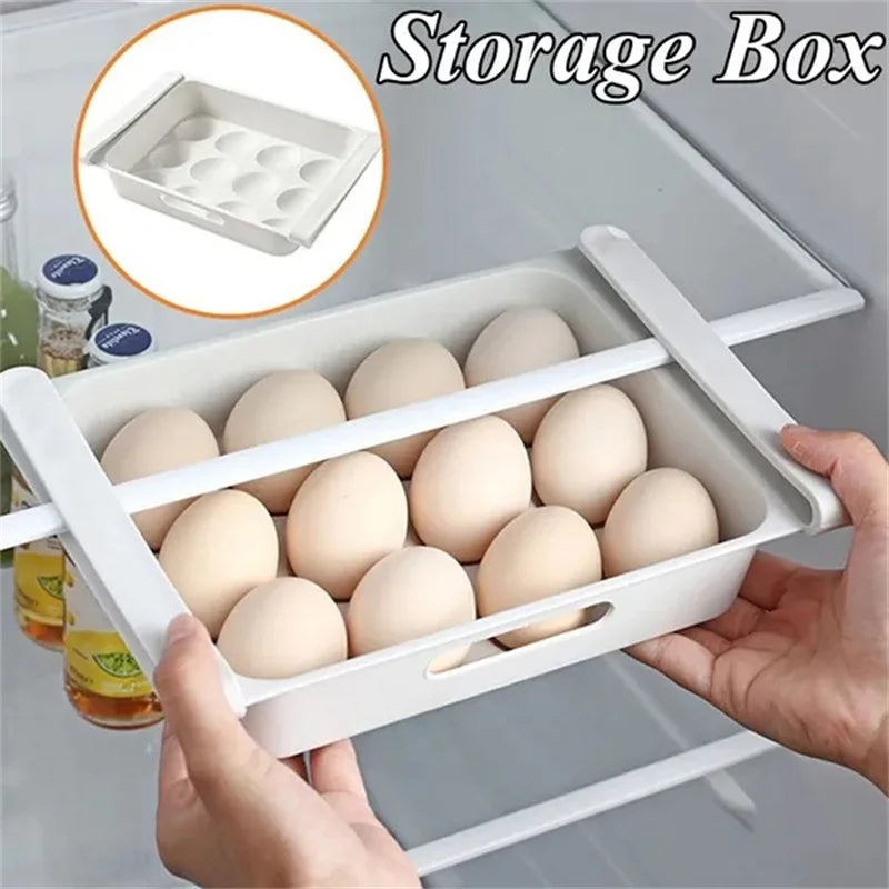 Fridges Egg Organizer Kitchen Refrigerator Drawer Organizers Pull Out Fridge Shelf Holder Storage Box for Vegetables