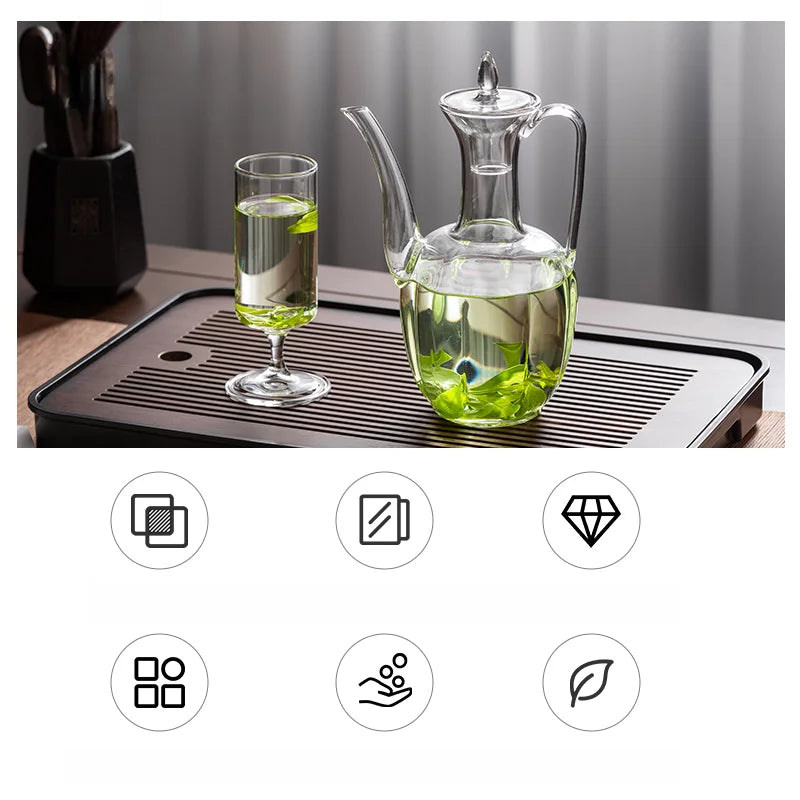 GIANXI Imitated Song Tea Pot Electric Ceramic Oven Heating High Borosilicate Glass Tea Set Home Long Mouth Green Tea