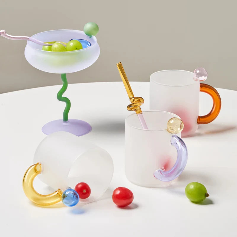 Glass Mug Coffee Cup Heat Resistance Mug Milk Tea Cup Drinkware Coffee Mug Glass Cups Glass Coffee Cup Drinking Straw