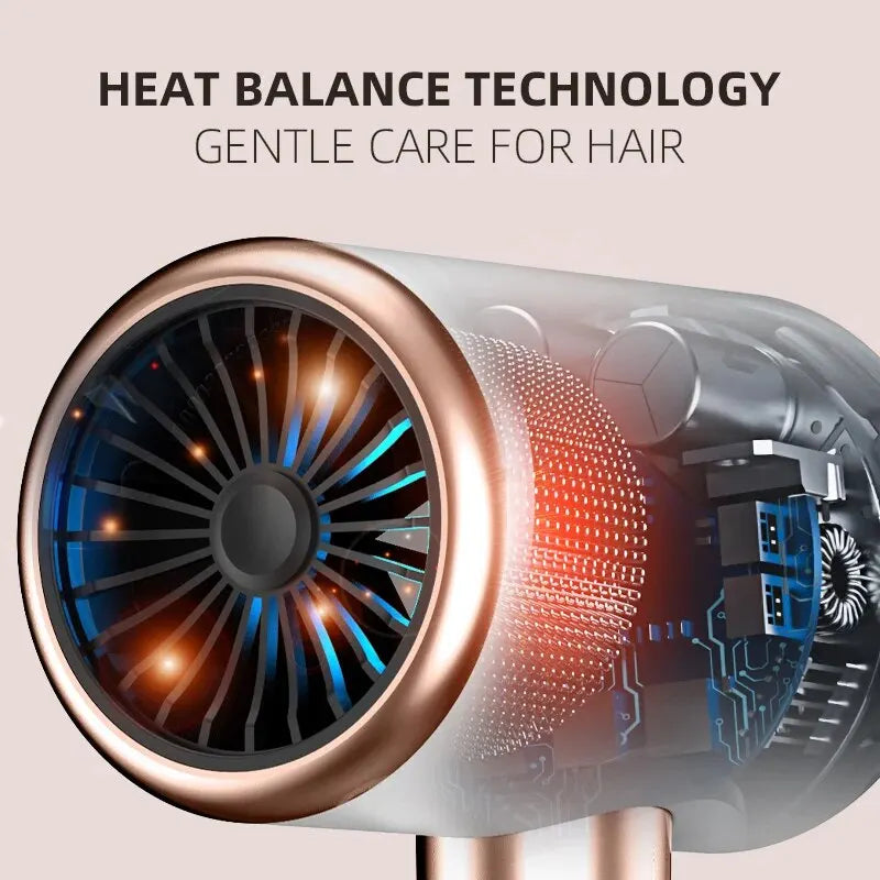 Hair Dryer High-Speed Electric Turbine Airflow Low Noise Constant Temperature And Quick Drying Suitable For Home Salons.