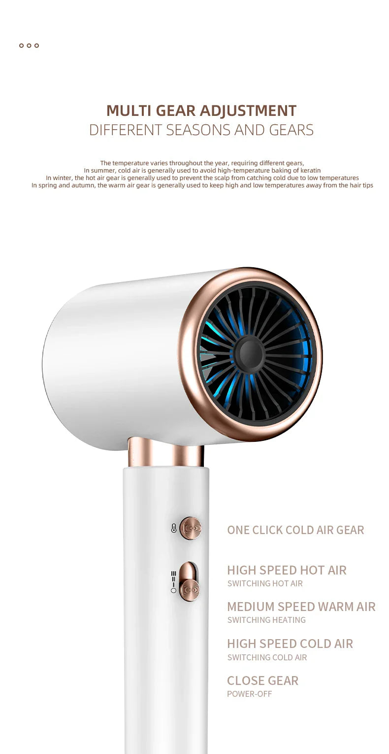 Hair Dryer High-Speed Electric Turbine Airflow Low Noise Constant Temperature And Quick Drying Suitable For Home Salons.